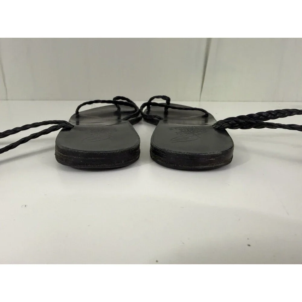 Ancient Greek Sandals Eleftheria Black Braided Leather Straps EU 39 Gladiator